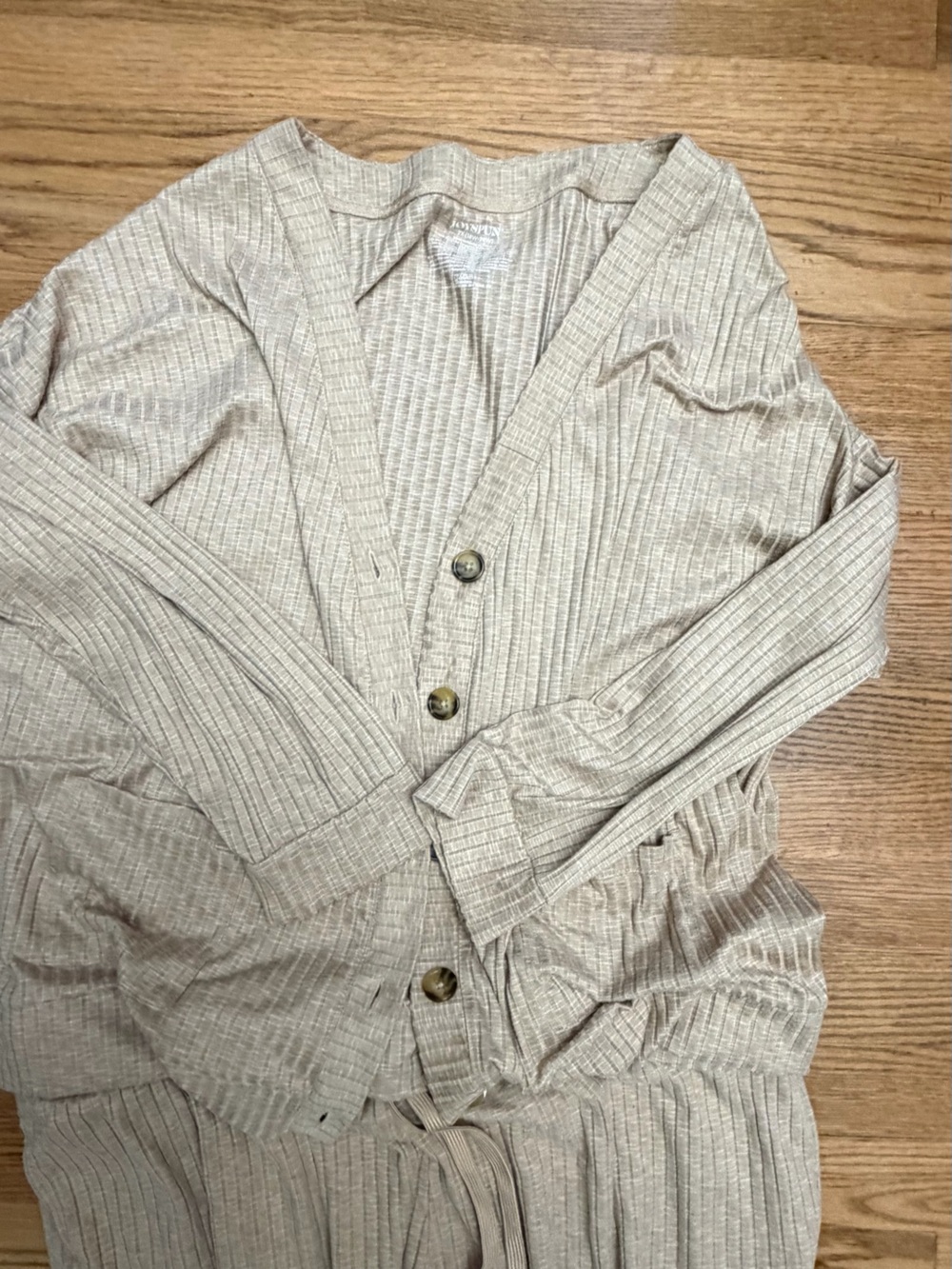 Joyspun Women’s 3-Piece Ribbed Lounge Set Size 2X 18W-20W Oatmeal